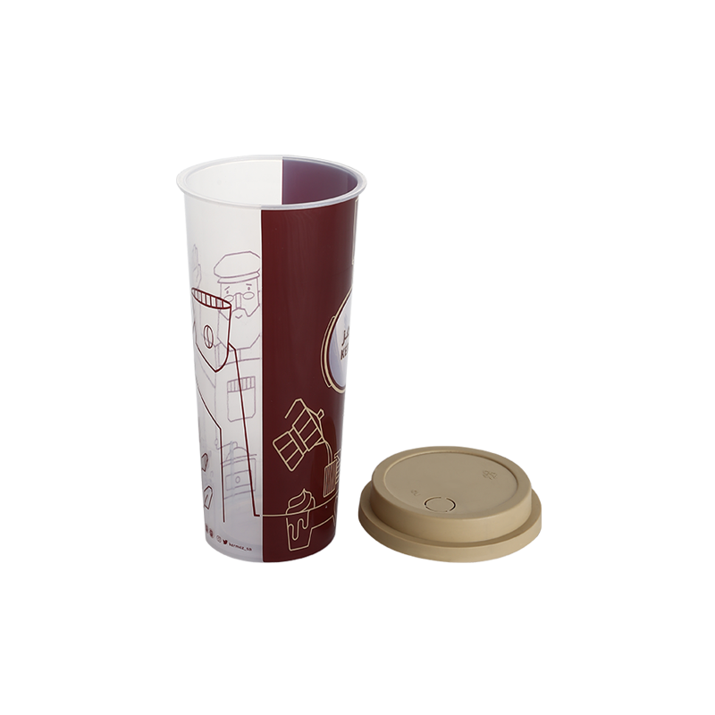 12oz/380ml elongated PP plastic coffee cups with tinted lids