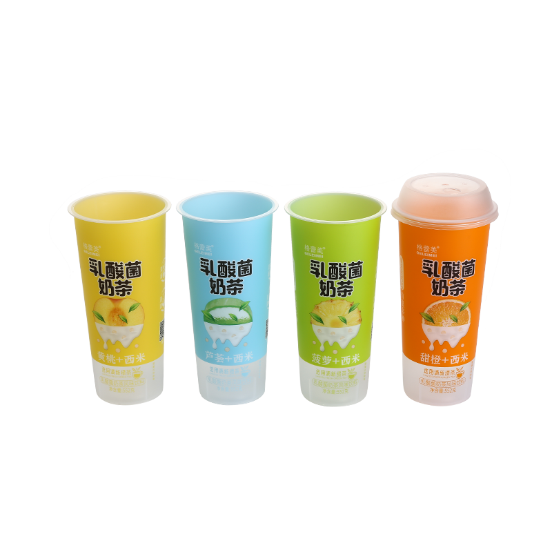 18oz/550ml PP plastic cold drink bubble boba tea cups with plastic lid