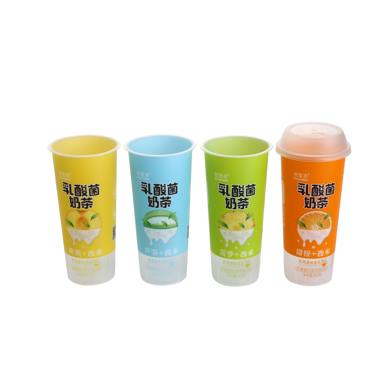 18oz/550ml PP plastic cold drink bubble boba tea cups with plastic lid