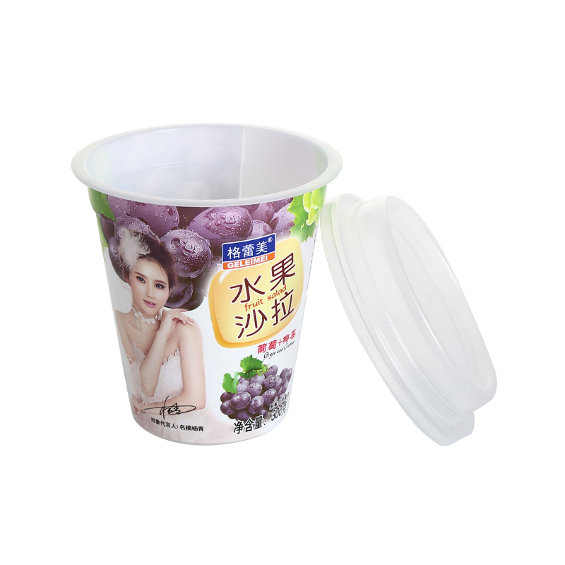 9oz/280ml fruit salad PP plastic juice cups with lid