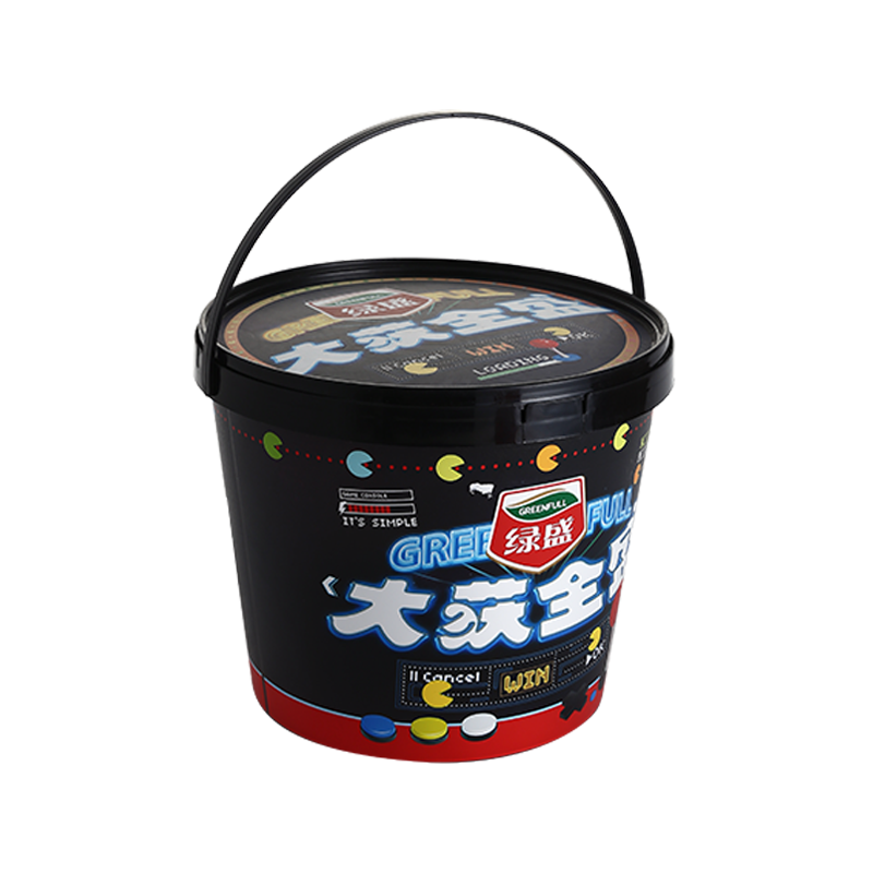 150oz/4.5L PP plastic chocolate buckets with hand-held film inner labeling