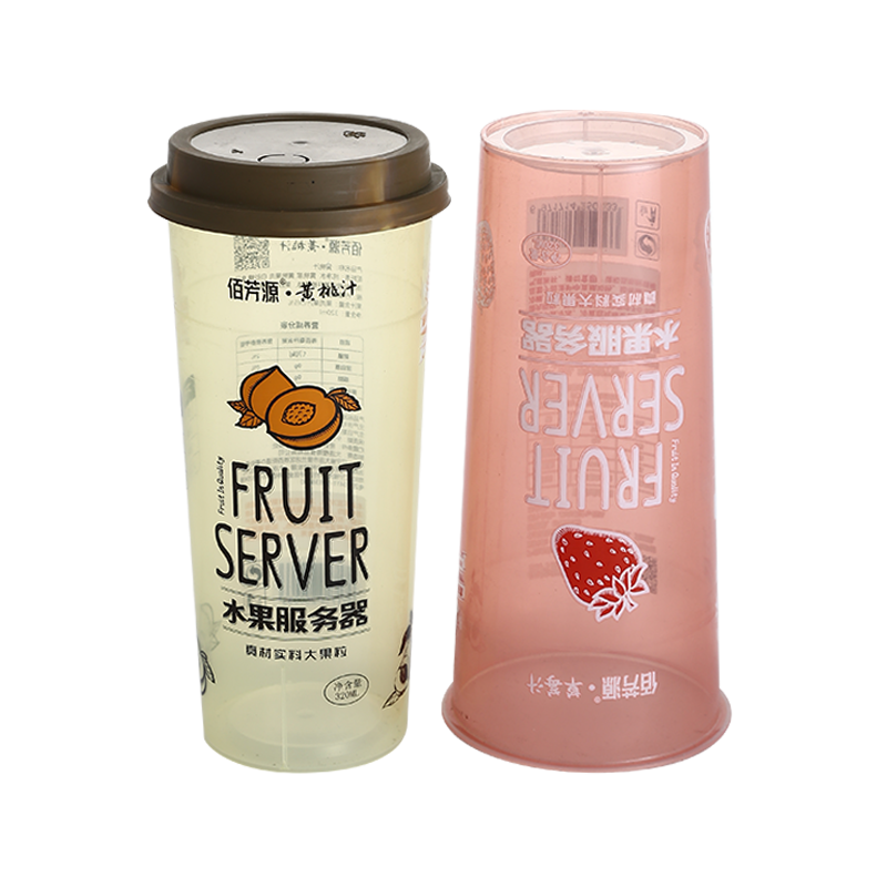 12oz/380ml in-mold labeling pattern translucent PP plastic juice cups