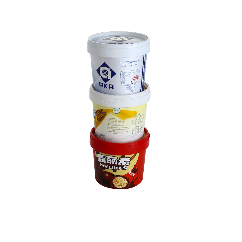 25oz/750ml in-mold labeling with lid PP plastic chocolate buckets