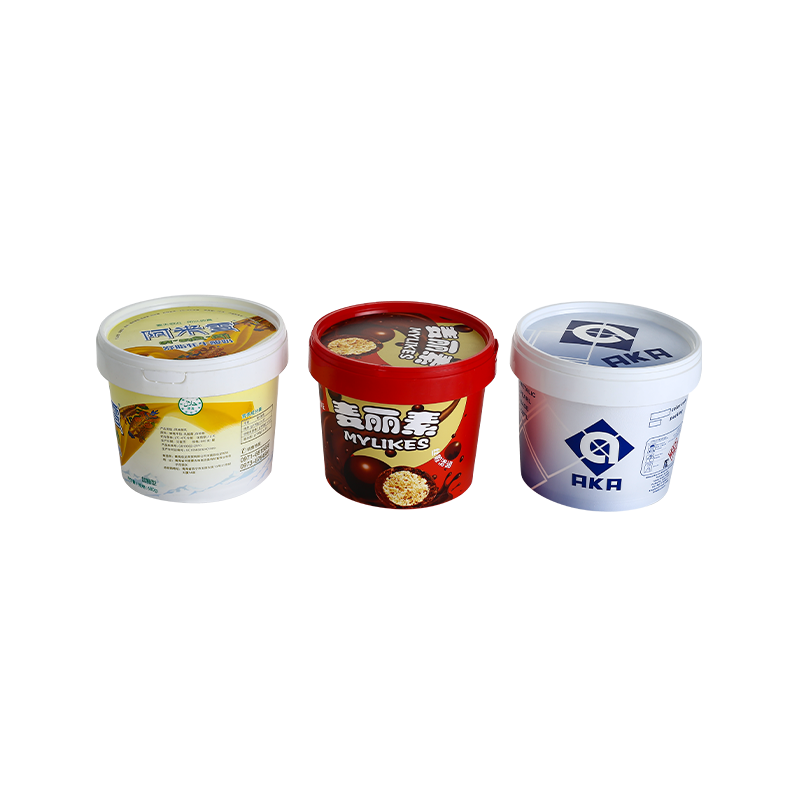 25oz/750ml in-mold labeling with lid PP plastic chocolate buckets