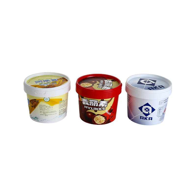 25oz/750ml in-mold labeling with lid PP plastic chocolate buckets
