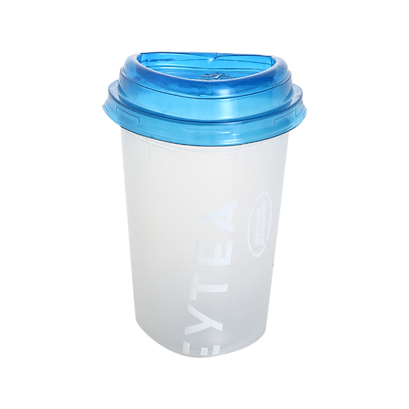 16oz/480ml triangular prism shape PP plastic juice cups with creative lid
