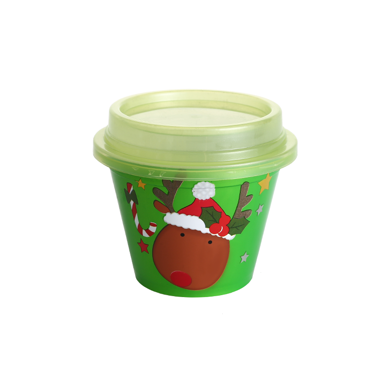 6oz/200ml cartoon PP plastic milkshake cup with lid