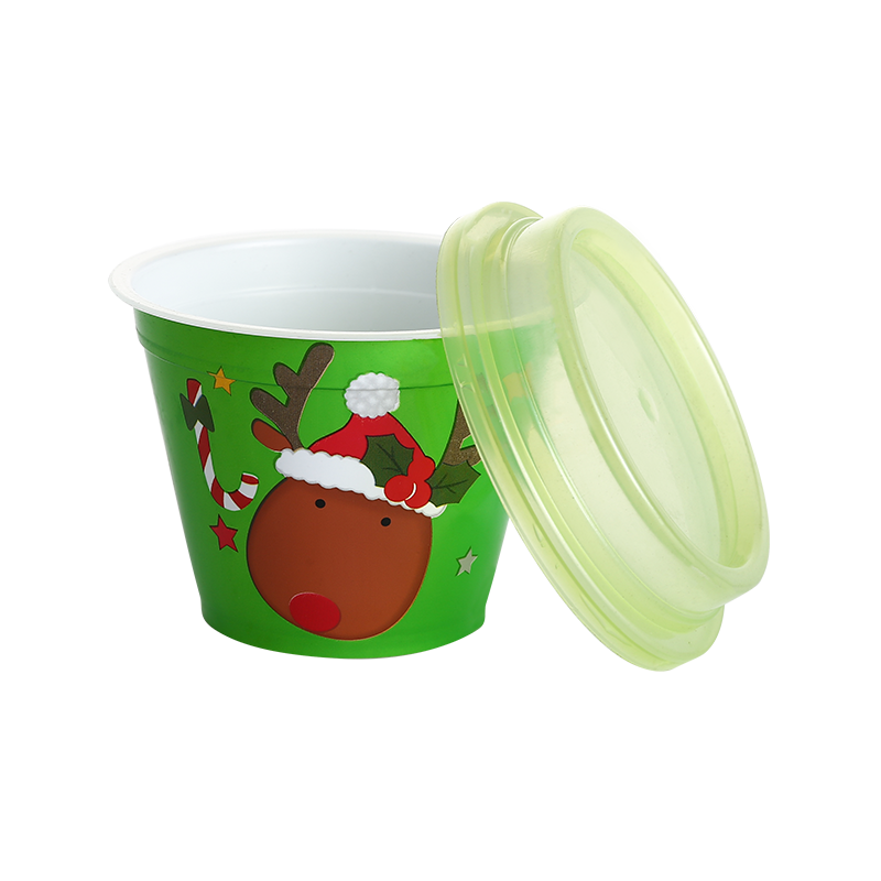 6oz/200ml cartoon PP plastic milkshake cup with lid
