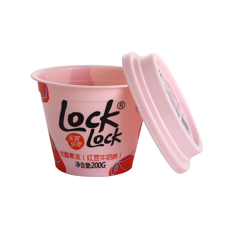 6oz/200ml PP plastic chocolate cups with colored clear flat lids