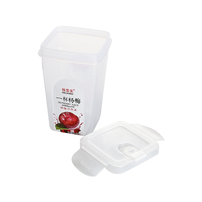 14oz/428ml PP plastic juice cups with square plastic locking cover