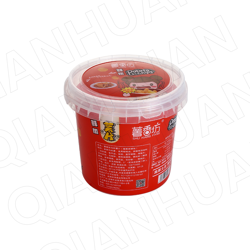 37oz/1.1L in-mold pattern PP plastic ice cream buckets with handle