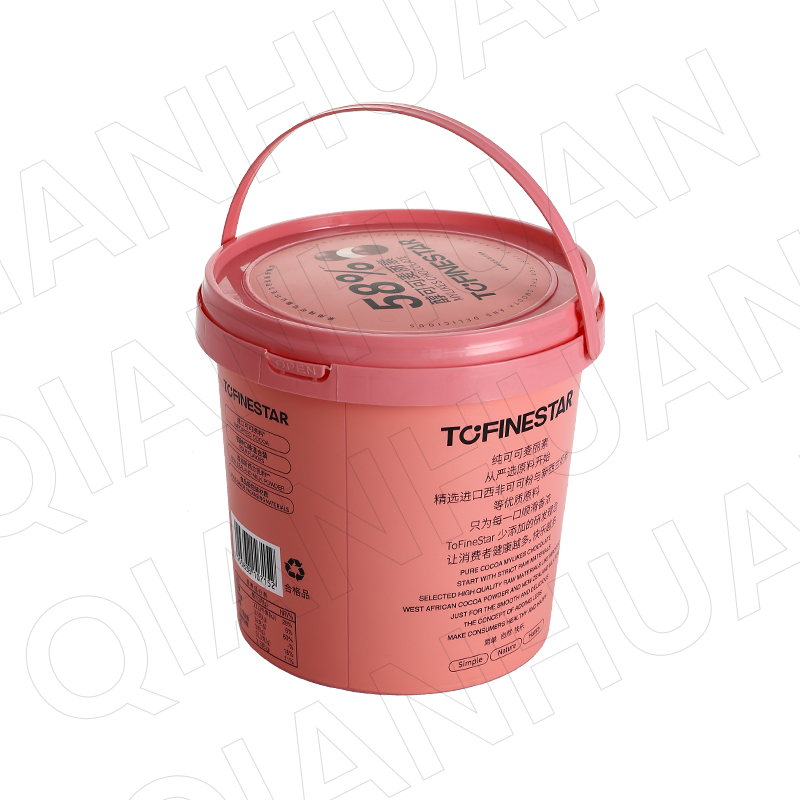 37oz/1.1L in-mold pattern PP plastic ice cream buckets with handle